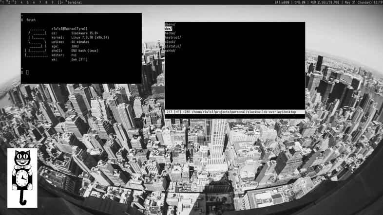 Slackware-current + dwm